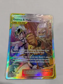 Pokemon TCG Guzma & Hala Full Art Ultra Rare Card 229/236 Cosmic Eclipse - Image 1