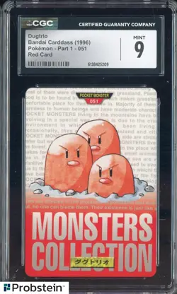 1996 VINTAGE Pokemon Bandai Carddass Red Card Dugtrio CGC 9 MINT - Image 1
