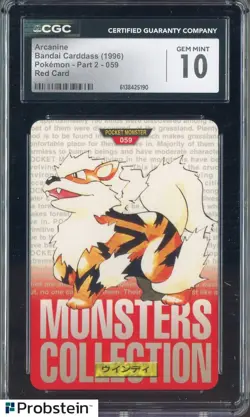 1996 VINTAGE Pokemon Bandai Carddass Red Card Arcanine CGC 10 GEM MINT - Image 1