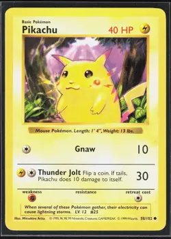 Pokemon TCG Pikachu - 58/102 ( Red Cheeks) #058/102 Shadowless - Image 1