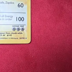 Shadowless Zapdos Holo Base Set 16/102 Pokemon TCG Vintage LP - Image 4