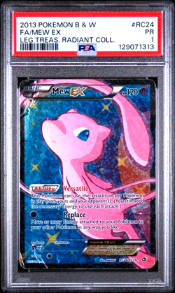 PSA 1 2013 POKEMON Mew EX BW LEGENDARY TREASURE RADIANT COLLECTION #RC24 FullArt - Image 1