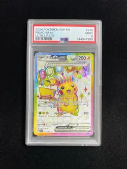 2024 Pokemon TCG ENG Surging Sparks SSP EN 219/191 Pikachu ex PSA 9 HC22 - Image 1