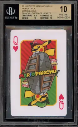 Pokemon Mario Pikachu Mario & Luigi Queen of Hearts Poker Deck BGS 10 Pristine - Image 1