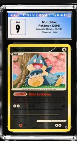 Pokemon TCG Munchlax Majestic Dawn 68/100 Reverse Holo CGC 9 LOW POP Rare Find - Image 1