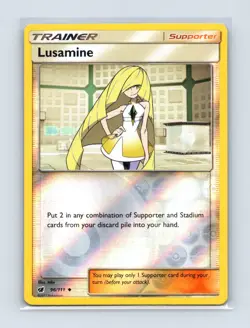 Lusamine 96/111 Uncommon Crimson Invasion Pokemon Reverse Holo Lightly Played - Image 1