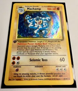 1999 Pokemon Base Set 1st Edition Machamp 8/102 Holo Rare 8/102 LP / MP - Image 2