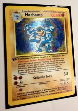1999 Pokemon Base Set 1st Edition Machamp 8/102 Holo Rare 8/102 LP / MP - Image 3