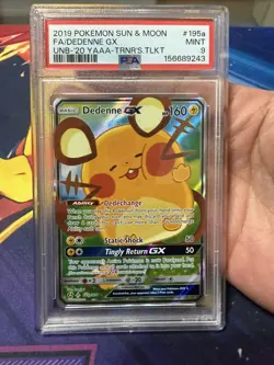Pokemon Dedenne GX 195a/214 Full Art Trainer Kit Promo PSA 9 MINT - Image 1