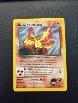 Pokemon lp-mp Rocket's Moltres Holo Rare 12/132 Gym Heroes English Unlimited - Image 1