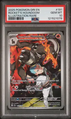 2025 POKEMON DESTINED RIVALS ILLUSTRATION RARE #191 ROCKET'S HOUNDOOM PSA 10 - Image 1