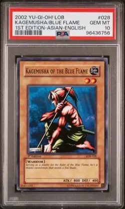 2002 YuGiOh Kagemusha of the Blue Flame LOB-028 1st Edition AE PSA 10 💎 POP 1 - Image 1