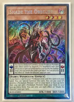 Yugioh! 1x Shade the Obscure BLZD-EN083 Secret Rare 1st Ed NM - Image 1