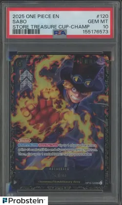 2025 One Piece EN Store Treasure Cup Champ #120 Sabo PSA 10 GEM MINT - Image 1