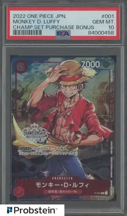 2022 One Piece Japanese Championship Set Purchase Bonus Monkey D Luffy PSA 10 - Image 1