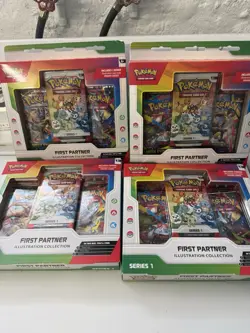 Pokemon TCG First Partner Illustration Collection Series 1 4 Boxes Promo Booster - Image 1