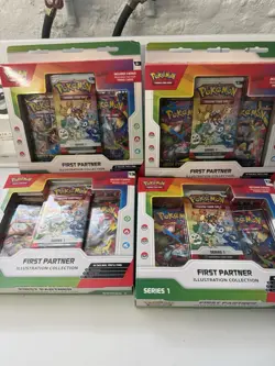 Pokemon TCG First Partner Illustration Collection Series 1 4 Boxes Promo Booster - Image 2