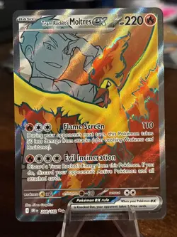 Pokemon Team Rockets Moltres ex 208/182 Destined Rivals Ultra Rare Full Art Holo - Image 1