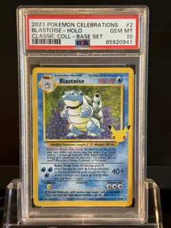 Pokemon TCG Blastoise 2/102 Celebrations: Classic Collection holo PSA 10 - Image 1