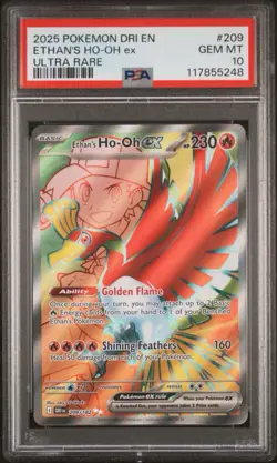 2025 POKEMON DRI EN-DESTINED RIVALS ULTRA RARE #209 ETHAN'S HO-OH EX PSA 10 - Image 3