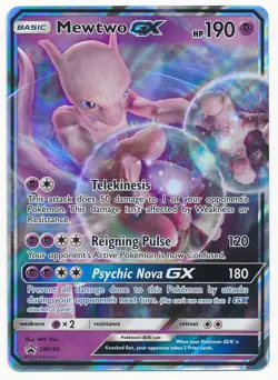 2019 POKEMON SUN & MOON BS PROMO MEWTWO GX DETECTIVE PIKACHU MOVIE #SM196 - Image 1