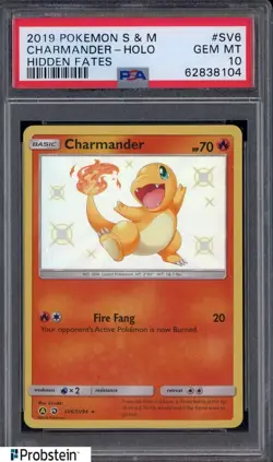 2019 Pokemon S & M Hidden Fates #SV6 Charmander Holo PSA 10 GEM MINT - Image 1