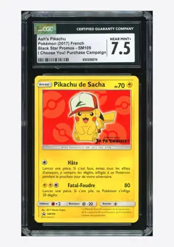 Pokemon CGC 7.5 Ash's Pikachu Promo 2017 SM109 I Choose You Purchase French - Image 1