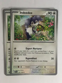 Pokemon TCG Scarlet & Violet 2x Playset Non Holographic Indeedee 153/198 Nm - Image 1