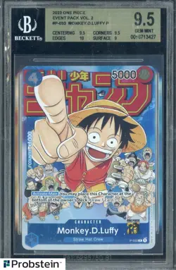 2023 Pokemon Promo Cards P-033 Monkey D. Luffy Event Pack Vol.2 BGS 9.5 MINT - Image 1