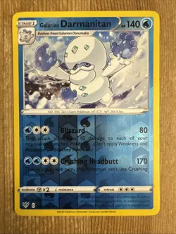 Pokemon TCG Galarian Darmanitan Darkness Ablaze 044/189 Reverse Holo Rare LP - Image 1