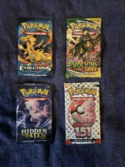 Pokemon XY Evolutions TCG Booster Pack Hidden Fates Evolving Skies 151 Bundle 820650801556 - Image 1