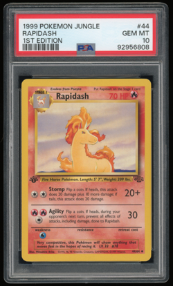 1999 POKEMON JUNGLE 1ST EDITION 44/64 RAPIDASH PSA 10 - Image 1