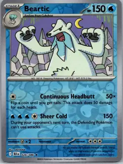 Beartic 026/086 - Pokemon TCG SV: Black Bolt - Reverse Holo - Rare - NM - Image 1
