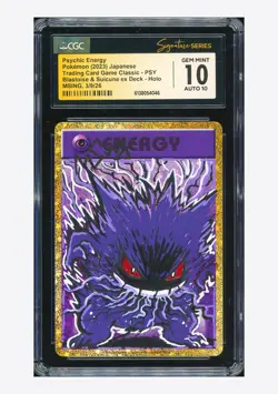 Pokemon CGC 10 GEM AUTO 10 Psychic Energy Holo Gengar Msing 2023 #PSY CLK JPN - Image 1