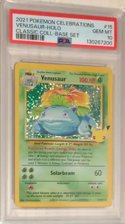 2021 Pokemon Celebrations Classic Collection PSA 10 Base Set Venusaur Holo #15 - Image 1