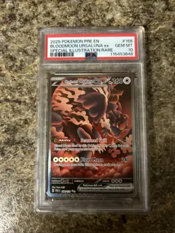 Pokemon 2025 Pre en Special Illustration Rare Bloodmoon Ursaluna EX #168 PSA 10 - Image 1