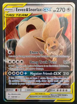 Pokemon: Sun & Moon Team Up Eevee & Snorlax GX Ultra Rare 120/181 - NM - LP - Image 1