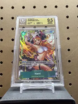 One Piece OP-14 The Azure Sea's Seven Nami ALT ART SR BGS 9.5 - Image 1