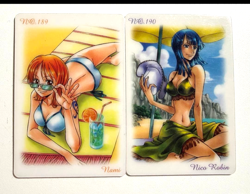 PREORDER Very Rare Nami & Nico Robin in Bikini Japanese One Piece Gumica Cards - Image 1