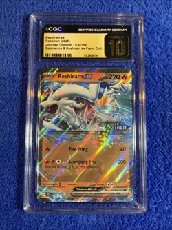 CGC 10 PRISTINE Reshiram Ex 030/159 JOURNEY TOGETHER STAMPED PROMO Pokemon Card - Image 1