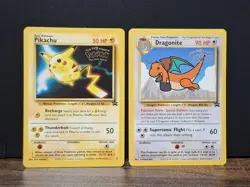 Pokemon Pikachu 04 & Dragonite 05 Movie Promo Cards - 1999 Near Mint - Image 1