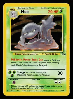 Muk 13/62 Unlimited Holo Rare Fossil Pokemon Card - Image 1