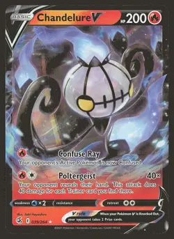 SWSH08: Fusion Strike Chandelure V #039/264 Ultra Rare Pokemon Card - Image 1