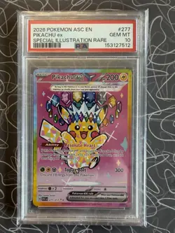 2026 POKEMON ASCENDED HEROES #277 PIKACHU EX SPECIAL ILLUSTRATION RARE PSA 10 - Image 1