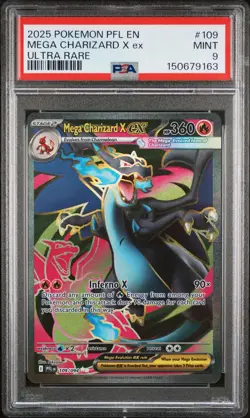 2025 POKEMON PFL EN-PHANTASMAL FLAMES ULTRA RARE #109 MEGA CHARIZARD X EX PSA 9 - Image 1
