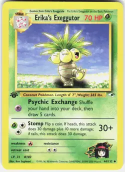 Erika's Exeggutor 44/132 Uncommon Gym Heroes Pokemon 1st Edition LP - Image 1