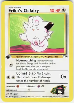 Erika's Clefairy 25/132 Rare Gym Heroes Pokemon 1st Edition LP - Image 1