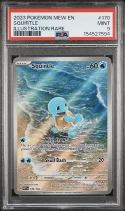 2023 Pokemon 151 Squirtle Illustration Rare #170 PSA 9 - Image 1