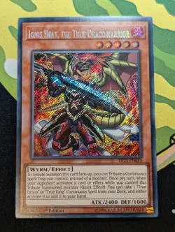 Ignis Heat, the True Dracowarrior FIGA-EN053 Secret Rare 1st Edition YuGiOh NM - Image 1
