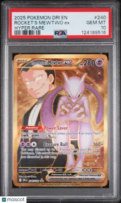 2025 Pokemon Dri EN-Destined Rivals Rocket's Mewtwo EX Hyper Rare PSA 10 240/182 - Image 1